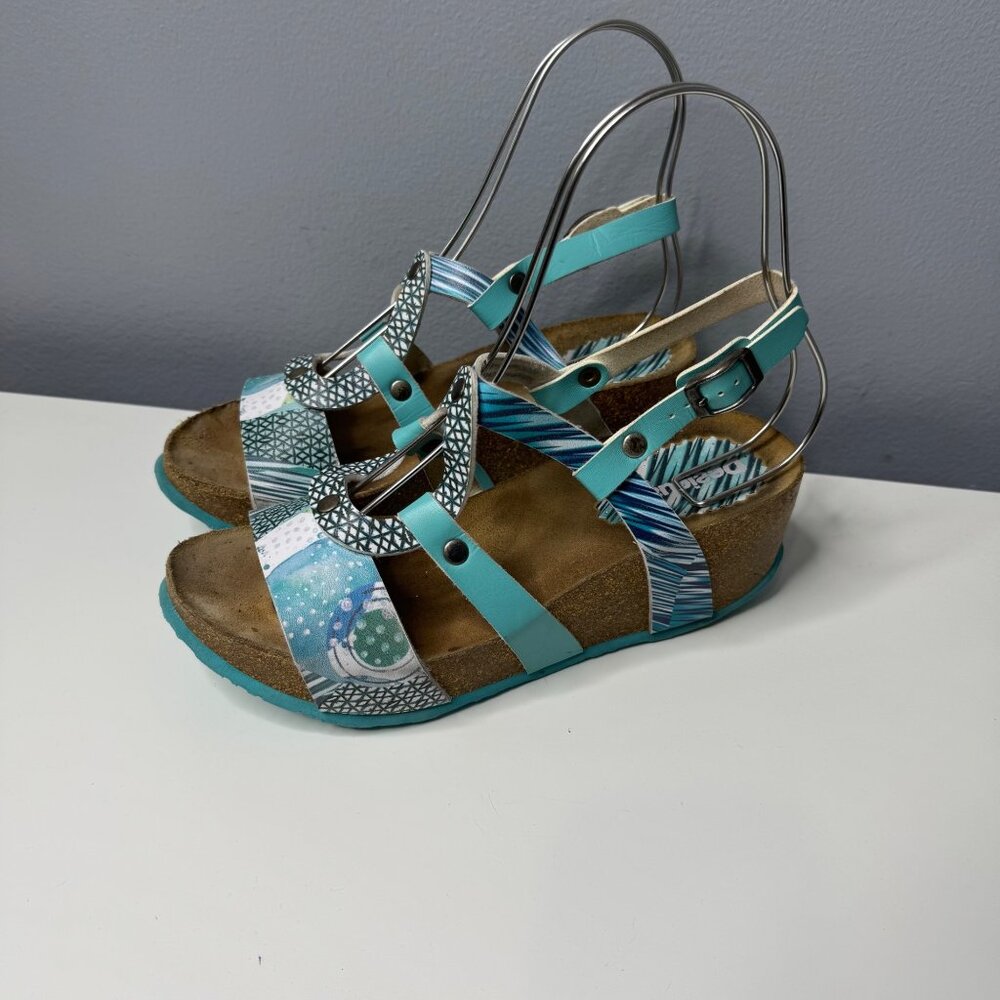 DESIGUAL cork wedge leather sandals size 40 or US 9